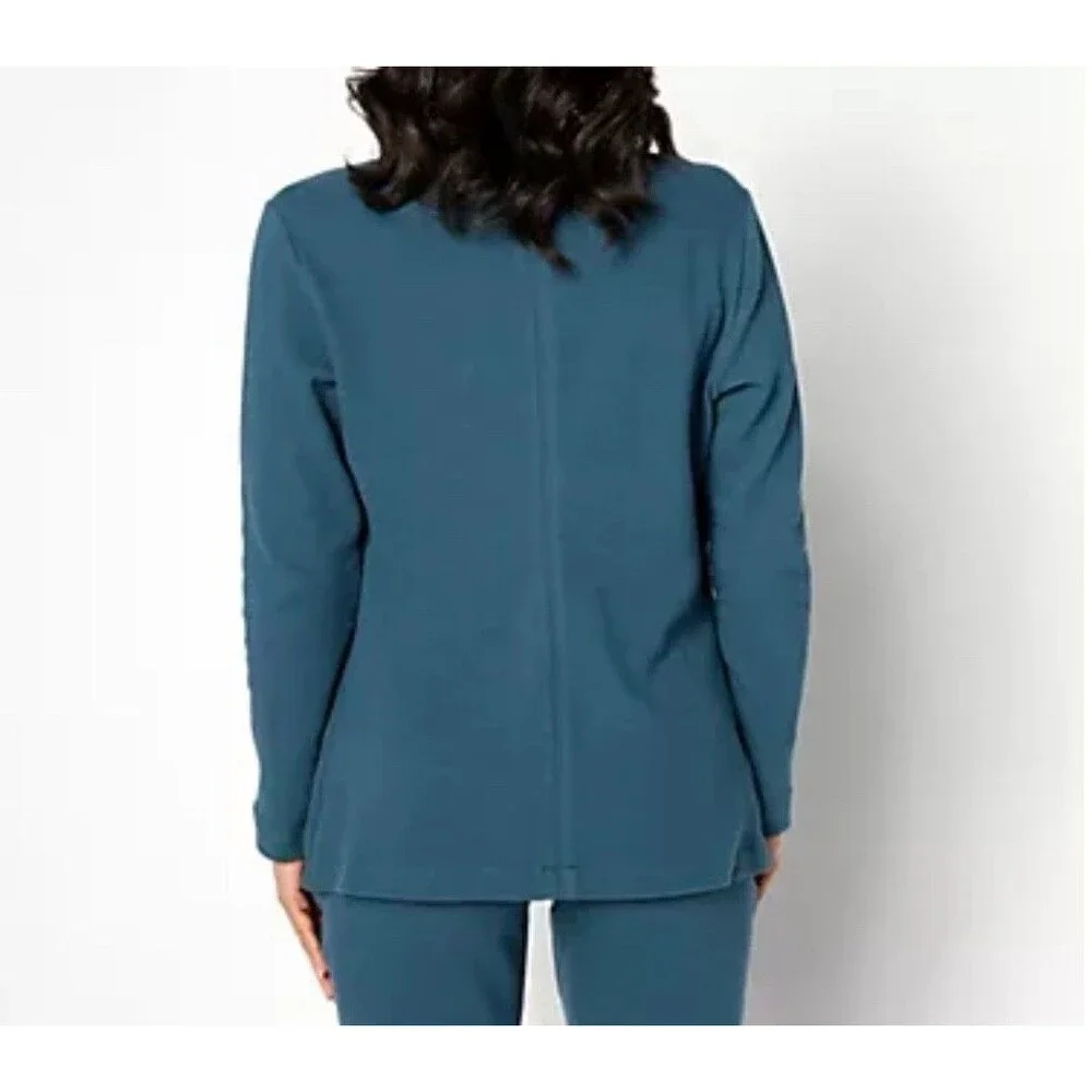 zuda Textured Ponte Blazer W/ Notched Collar Horizon Blue XL Work Office Stretch